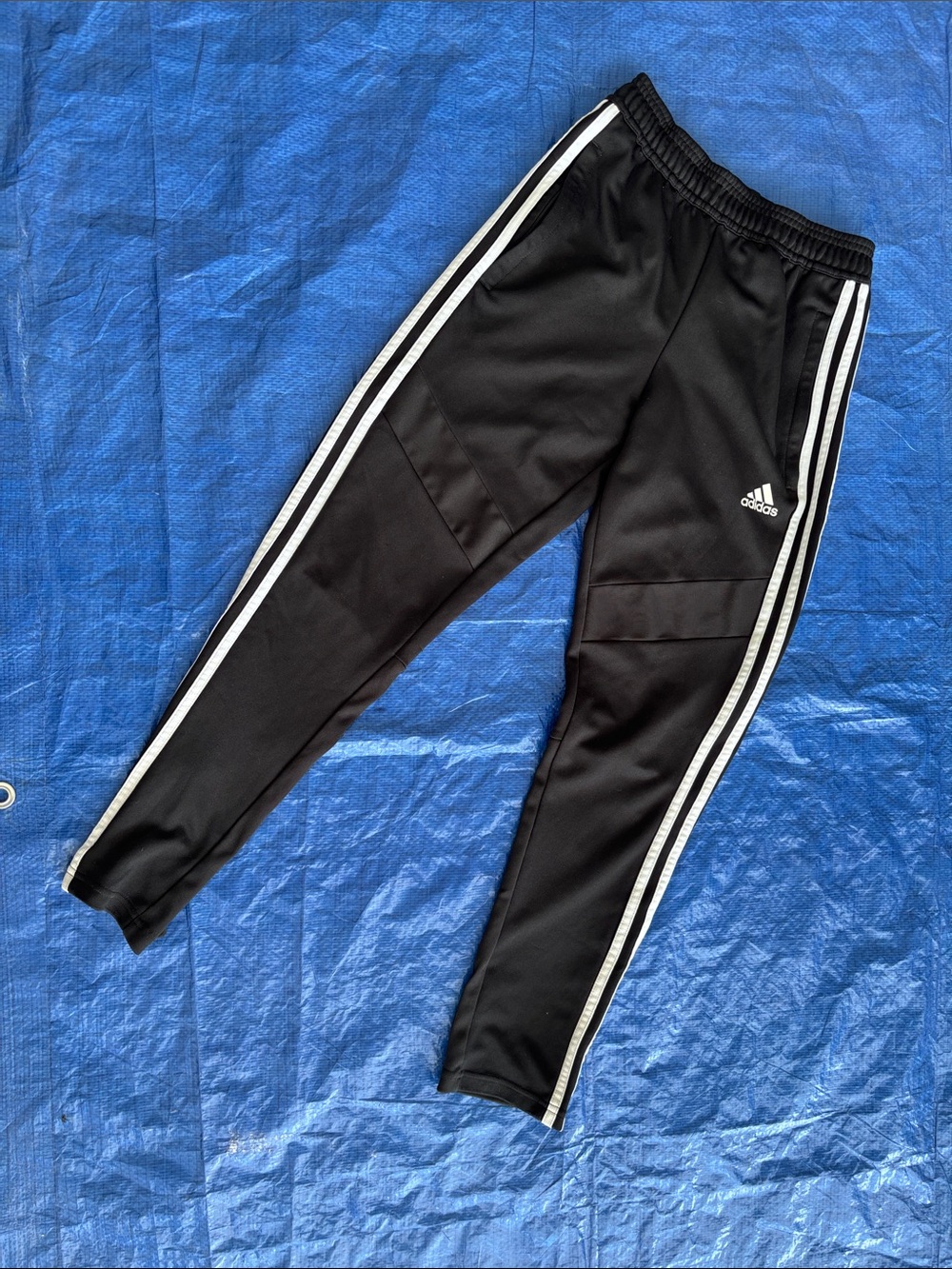 adidas Black Jogger Pants with White Side Stripes